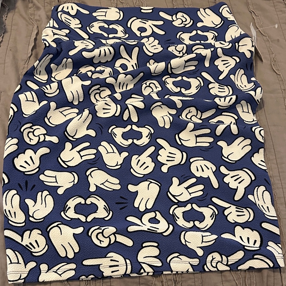 LuLaRoe Purple and White Cartoon Glove Cassie  Skirt